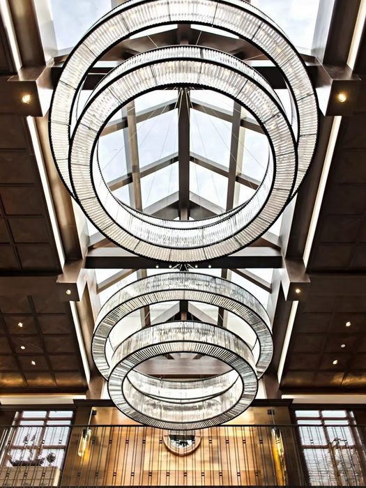 Modern Luxury Layered Fluted Crystal Ring Ceiling Light