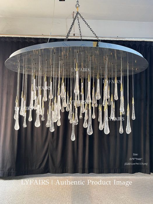 Oversized Modern Cascade Long Raindrop Crystal Chandelier