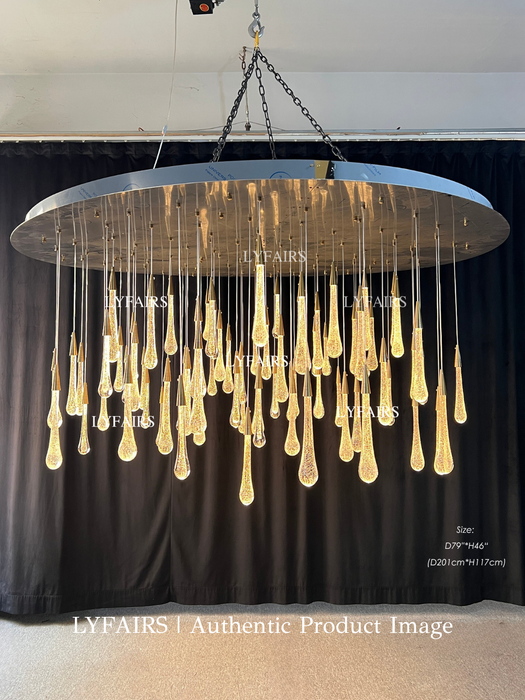 Oversized Modern Cascade Long Raindrop Crystal Chandelier