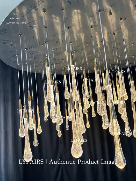 Oversized Modern Cascade Long Raindrop Crystal Chandelier