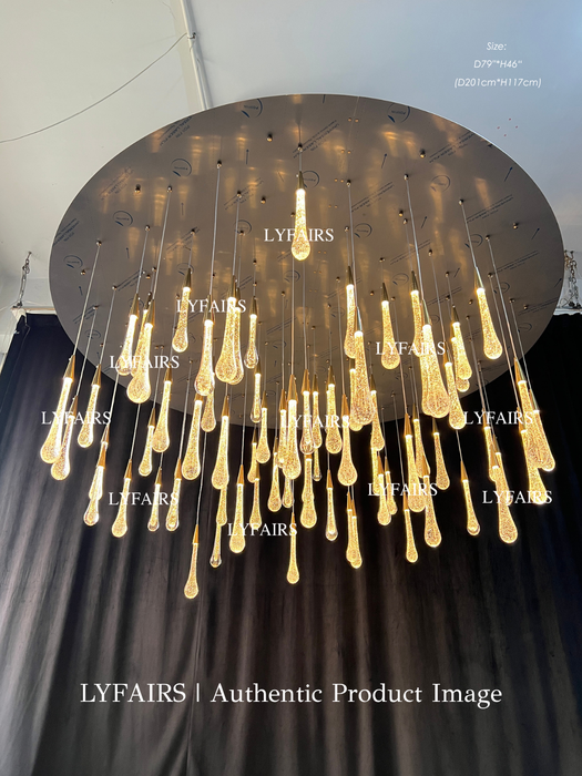 Oversized Modern Cascade Long Raindrop Crystal Chandelier