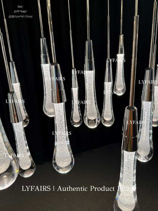 Oversized Modern Cascade Long Raindrop Crystal Chandelier