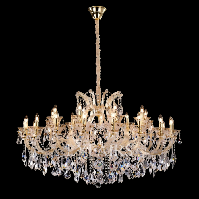 Luxury European Golden Curved Arm Candle Sparkling K9 Crystal Chandelier