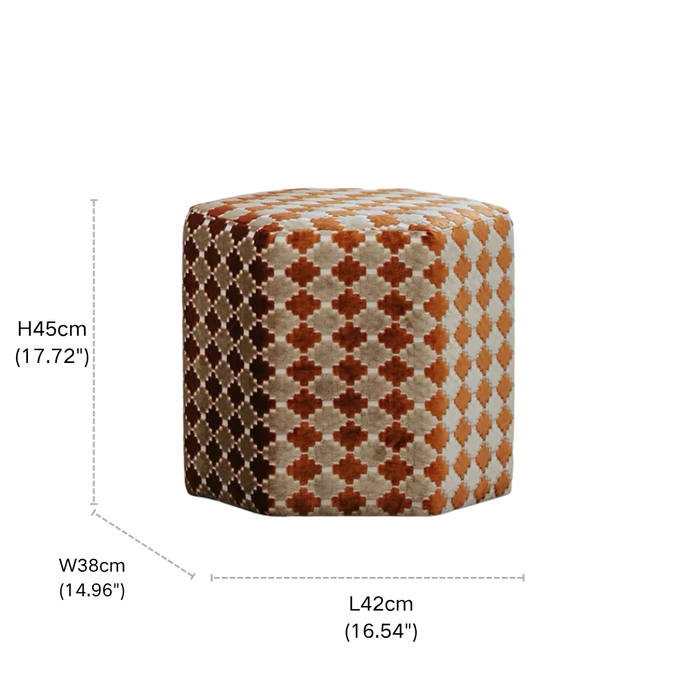 Retro Geometric Clover Amber Hush Cut‑Velvet Accent Armchair