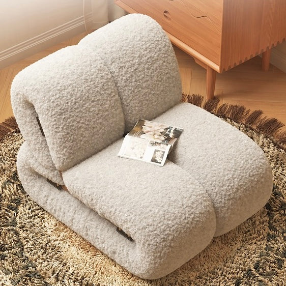 Designer White Boucle Single Lazy Sofa Nordic Style Leisure Chair