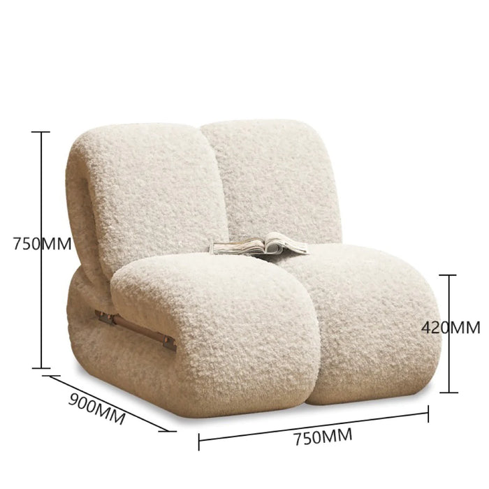 Sofá perezoso individual Boucle blanco de diseño, silla de ocio de estilo nórdico