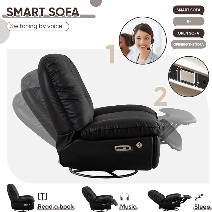 Smart Recliner Swivel With Voice Control Bluetooth USB Phone Holder Sofa Chair