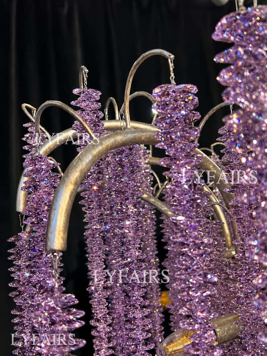 Lámpara de araña de cristal plateado personalizada D100cm*H58cm/35kg