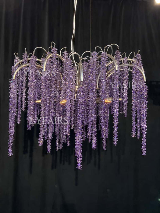 Lámpara de araña de cristal plateado personalizada D100cm*H58cm/35kg