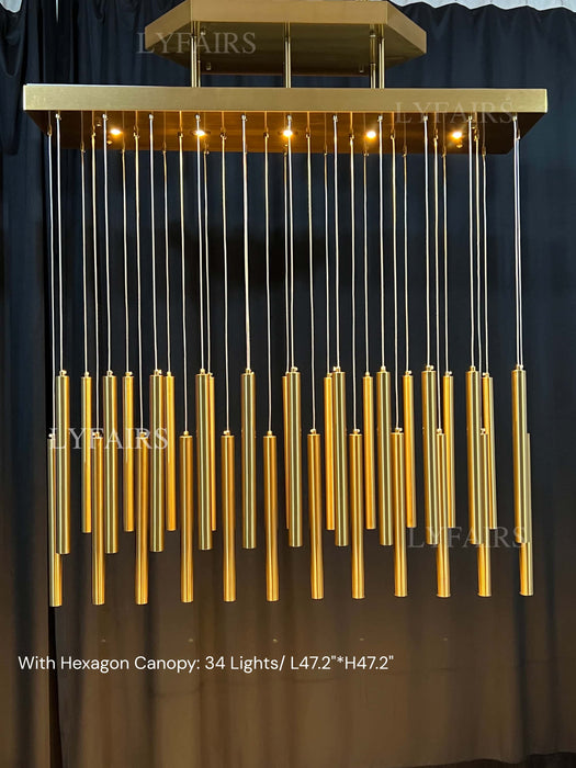Gold Minimalism Linear Pendant Light for Dining Room