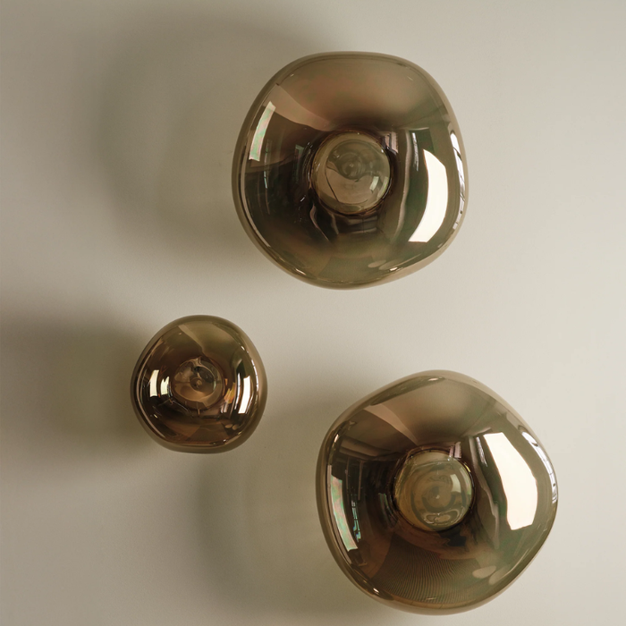 Modern Luxury Metallic Mirrored Irregular Lava Wall Sconce