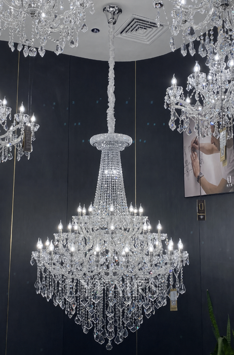 Extra Large French Candle Crystal Chandelier Ceiling Art Branch Foyer/Staircase Light Fixture