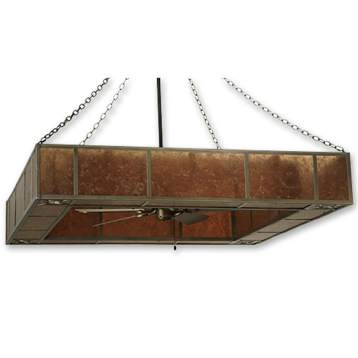 Rustic Square Frame Mica Chandelier Fan Light