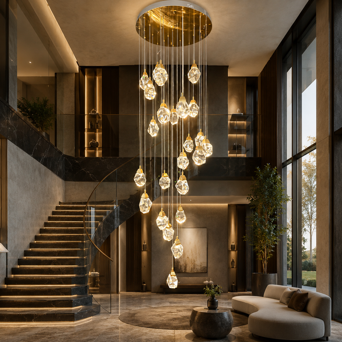 Modern Creative Crystal Prisms Stone Chandelier for Staircase/Foyer/Loft