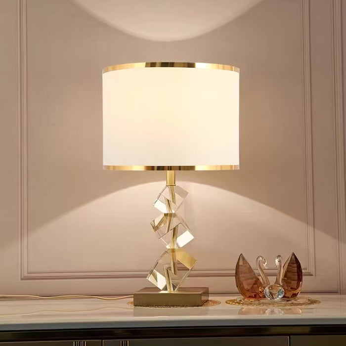 Modern Tiered Clear Geometric Crystal Table Lamp