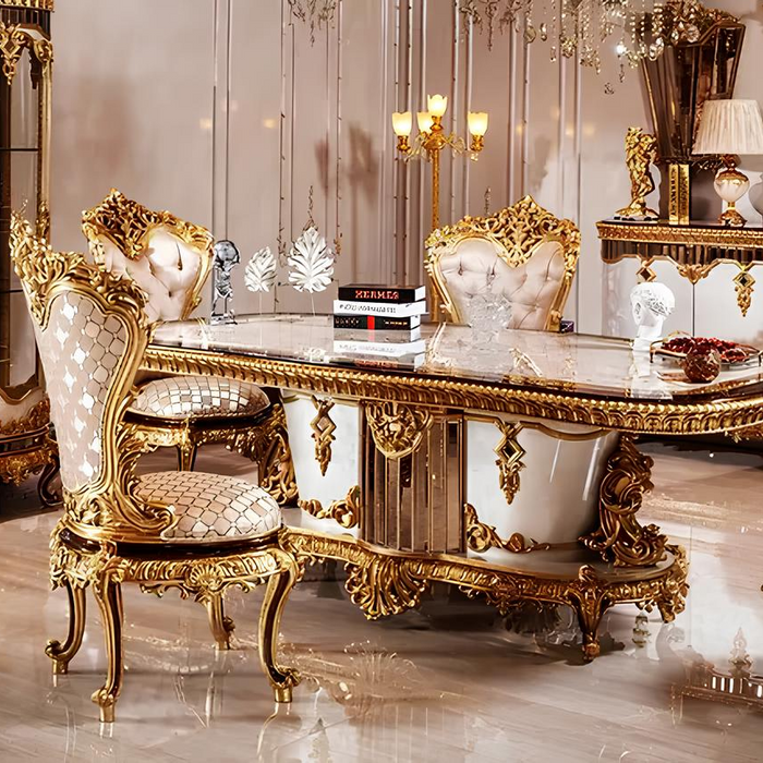 Luxury Classic Royal Dining Table and Chair Set