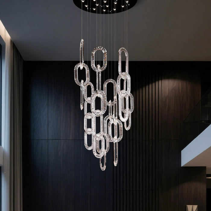 Modern Luxury Crystal Chain Cluster Chandelier for High Ceiling/Dining Room