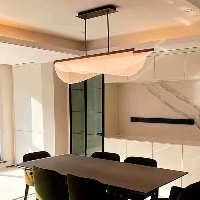 Modern Artistic Soft Glow Layered Linear Acrylic Chandelier  for Kitchen Island/Dining Room/Cafe
