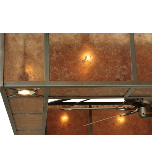 Rustic Square Frame Mica Chandelier Fan Light