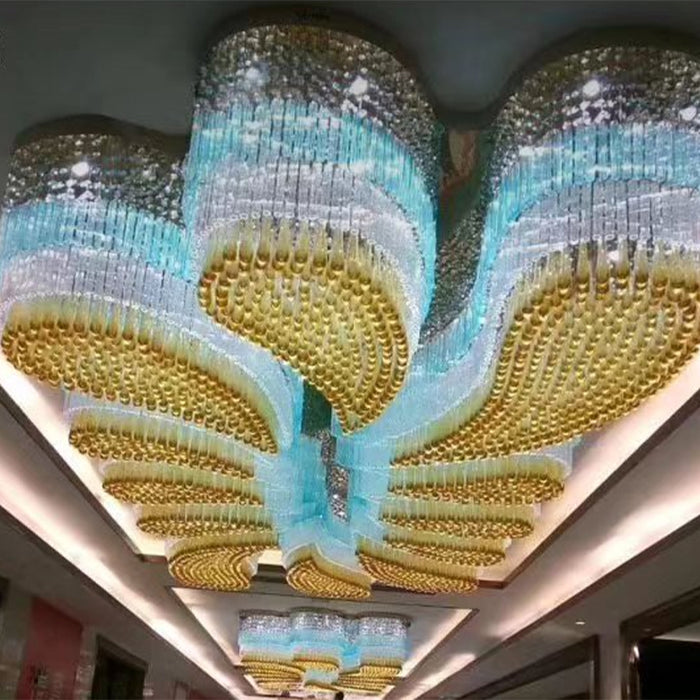 Lampadario di cristallo floreale extra large personalizzato con montaggio a incasso per hotel/ristorante/villa