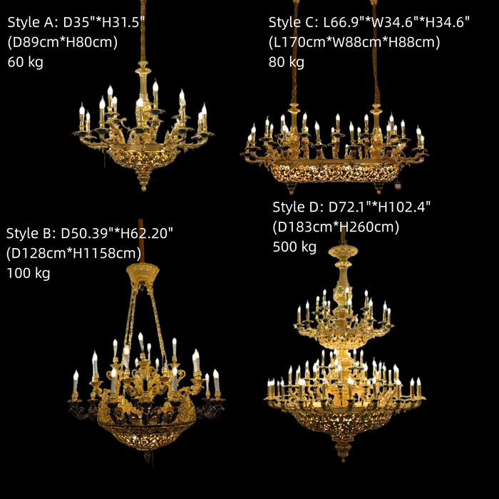 Royal Versailles Malachite Inlay Gilded Brass Candles Chandelier for Grand Foyers/Villas/Mansion/Staircases