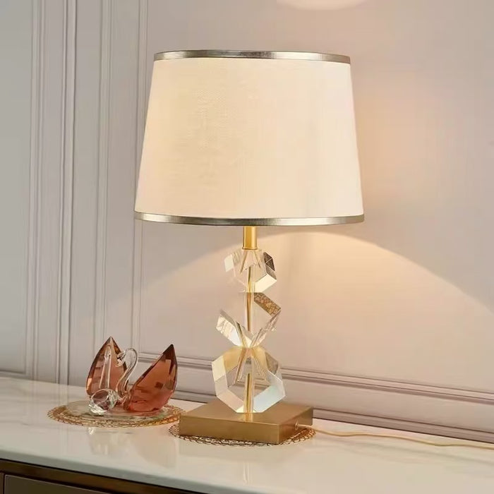 Modern Tiered Clear Geometric Crystal Table Lamp