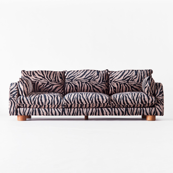 Modern Zebra‑Stripe Block Upholstered Modular Statement Sofa