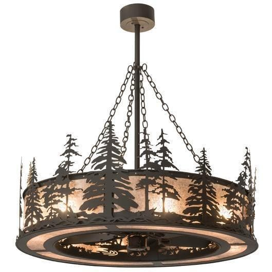 Rustic Pine Tree Forest Chandelier Fan Light