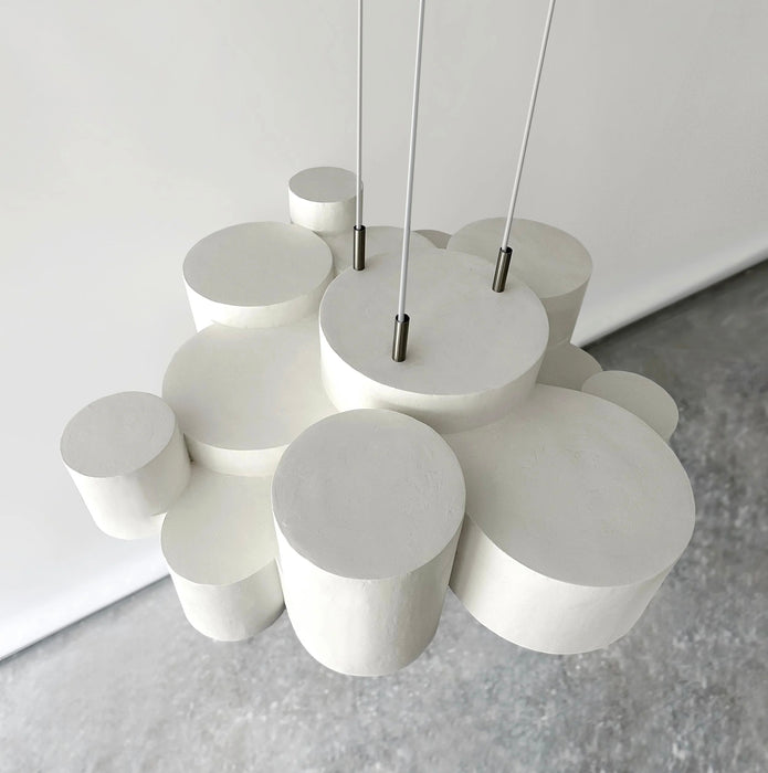 Modern Stacked Organic Multi-Cylinder White Plaster Chandelier