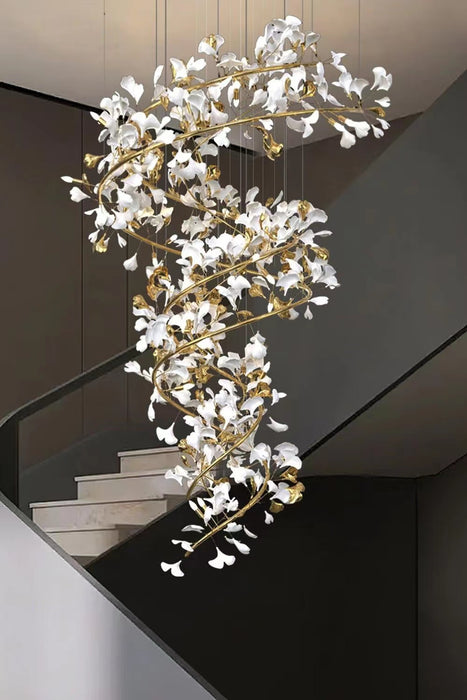 Lampadario Ginkgo in ceramica Art Design per soggiorno/scala/ingresso/foyer