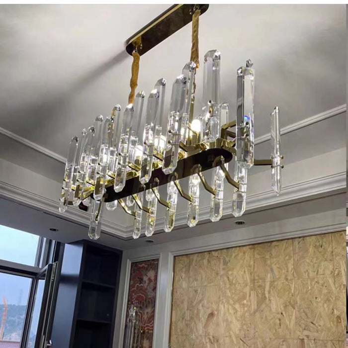 Light Luxury Multi-layers Round/ Rectangle Crystal Glacier Shards Chandelier for Living Room/Bedroom/Dining Room