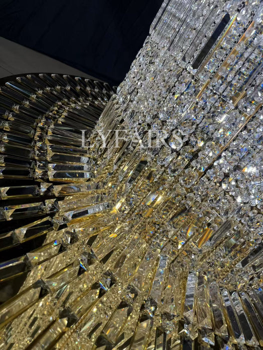 Oversized Art Designer Silver Crystal Long Ceiling Column Waterfall Chandelier