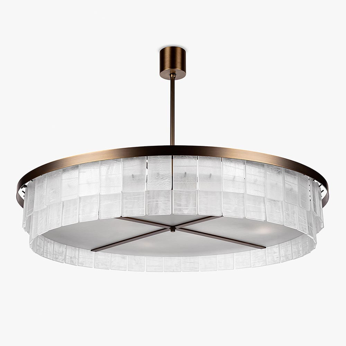 Modern Tiered Frosted Glass Hand‑Textured Panel Chandelier for Dining Room/Kitchen Island
