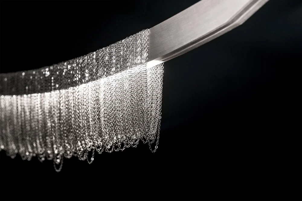 Modern Sculptural Curved Fringe Pendant Lamp
