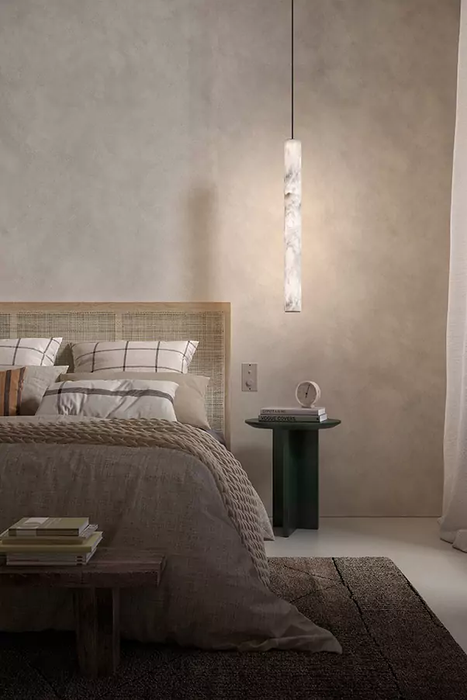 Modern Minimalist Long Tube Alabaster Pendant Light