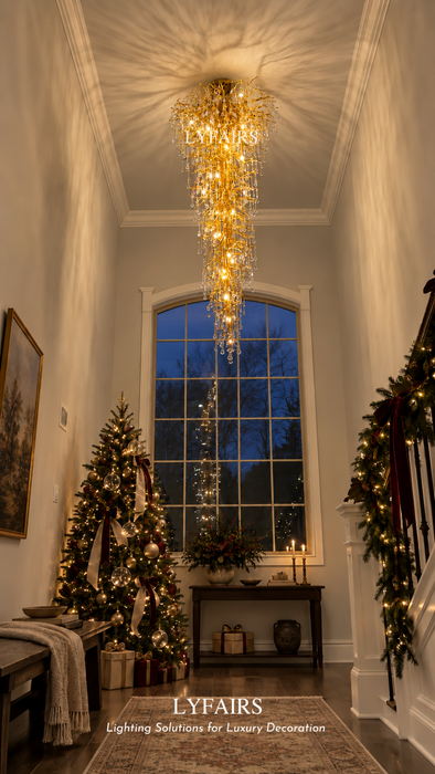 Branch Tree Crystal Drops Chandelier for Foyer/Staircase