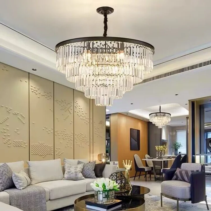 Modern Round Tiered Crystal Chandelier