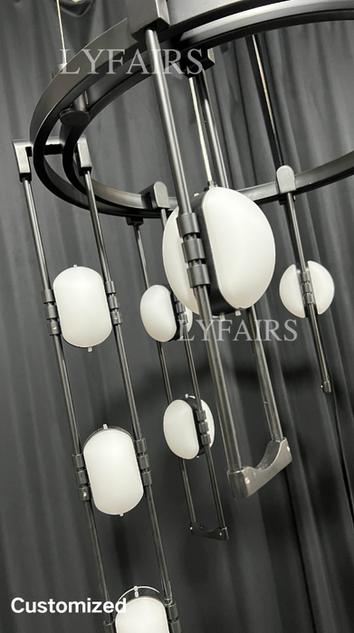 Modern Art Design Multi-layers Rings Vertical LED Chandelier
