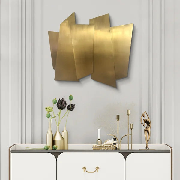 Decorazione da parete irregolare di lusso in acciaio inossidabile Arte geometrica in oro