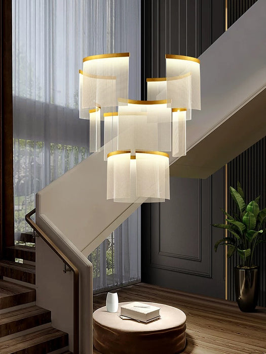 Modern Luxe Translucent Tiered Acrylic Chandelier for High Ceilings