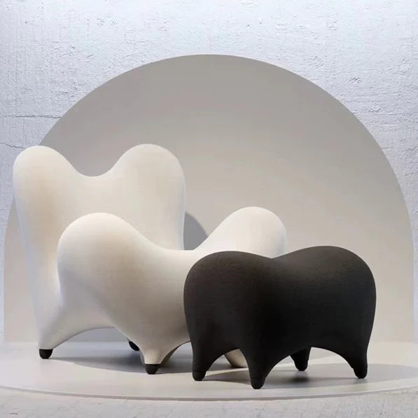 Sofá nórdico minimalista y creativo con forma de diente, sillón de terciopelo y lana con reposapiés para sala de estar/dormitorio