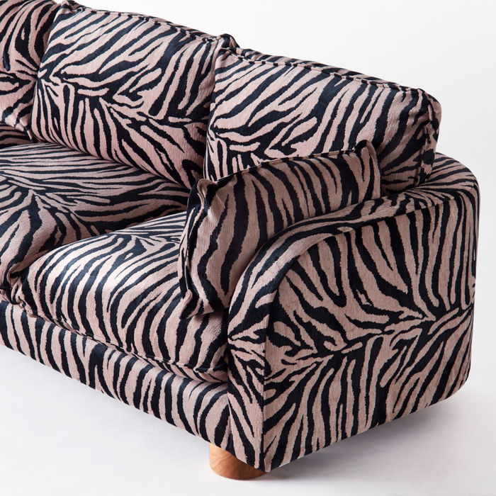 Modern Zebra‑Stripe Block Upholstered Modular Statement Sofa