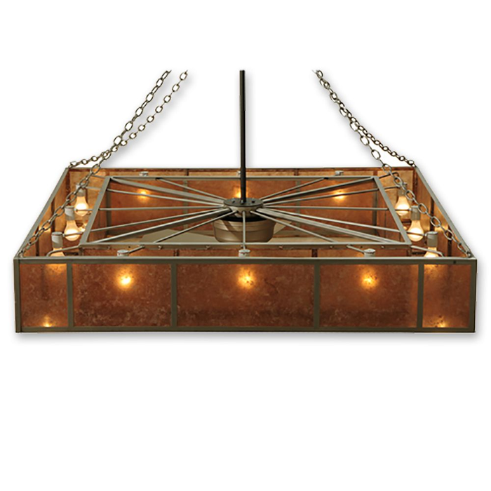 Rustic Square Frame Mica Chandelier Fan Light