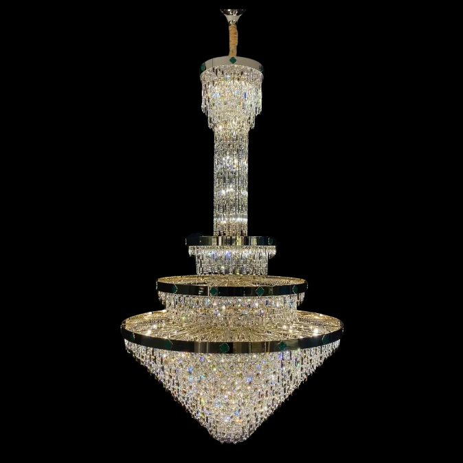 Extra Large New 3-layers Conical  Creative Crystal Chandelier For High-ceiling Foyer/Hallway/Entryway
