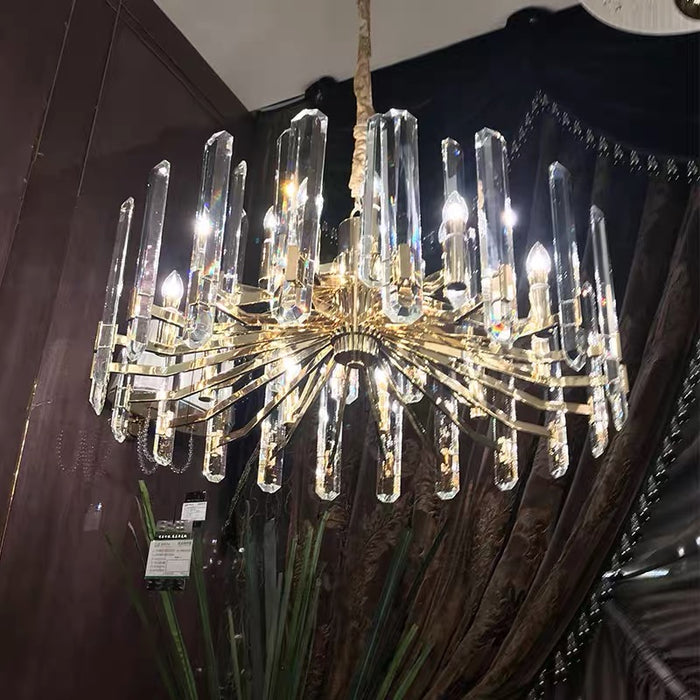 Light Luxury Multi-layers Round/ Rectangle Crystal Glacier Shards Chandelier for Living Room/Bedroom/Dining Room