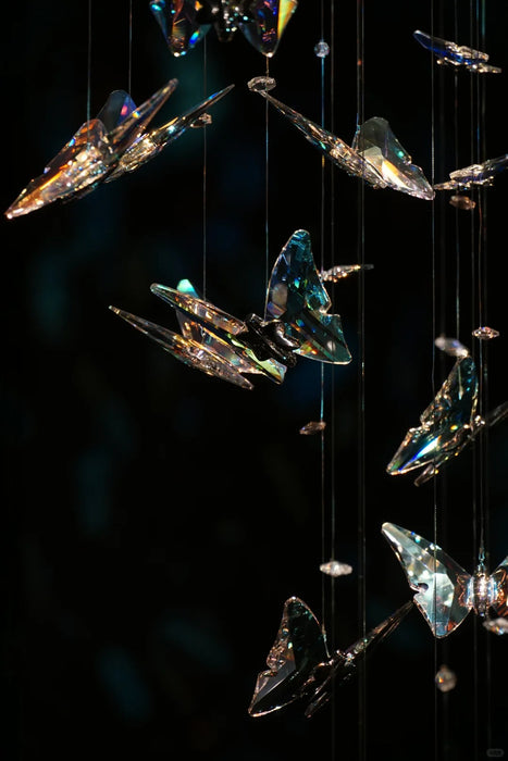 Luxury Cascading Iridescent Butterfly K9 Crystal Art Chandelier