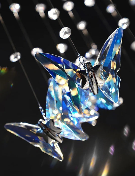 Light Luxury Art Design Round Flush Mount Butterfly Chandelier