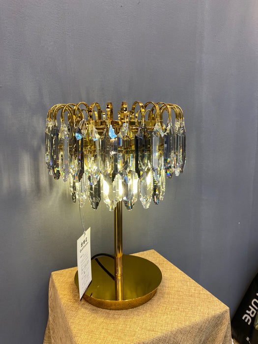 Lámpara de mesa moderna de cristal transparente y gris ahumado 