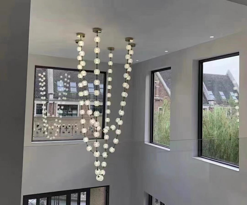Lampadario moderno e creativo con collana di perle per soggiorno/scala/foyer/ingresso