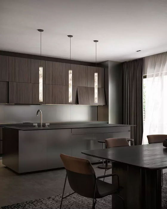 Modern Minimalist Long Tube Alabaster Pendant Light